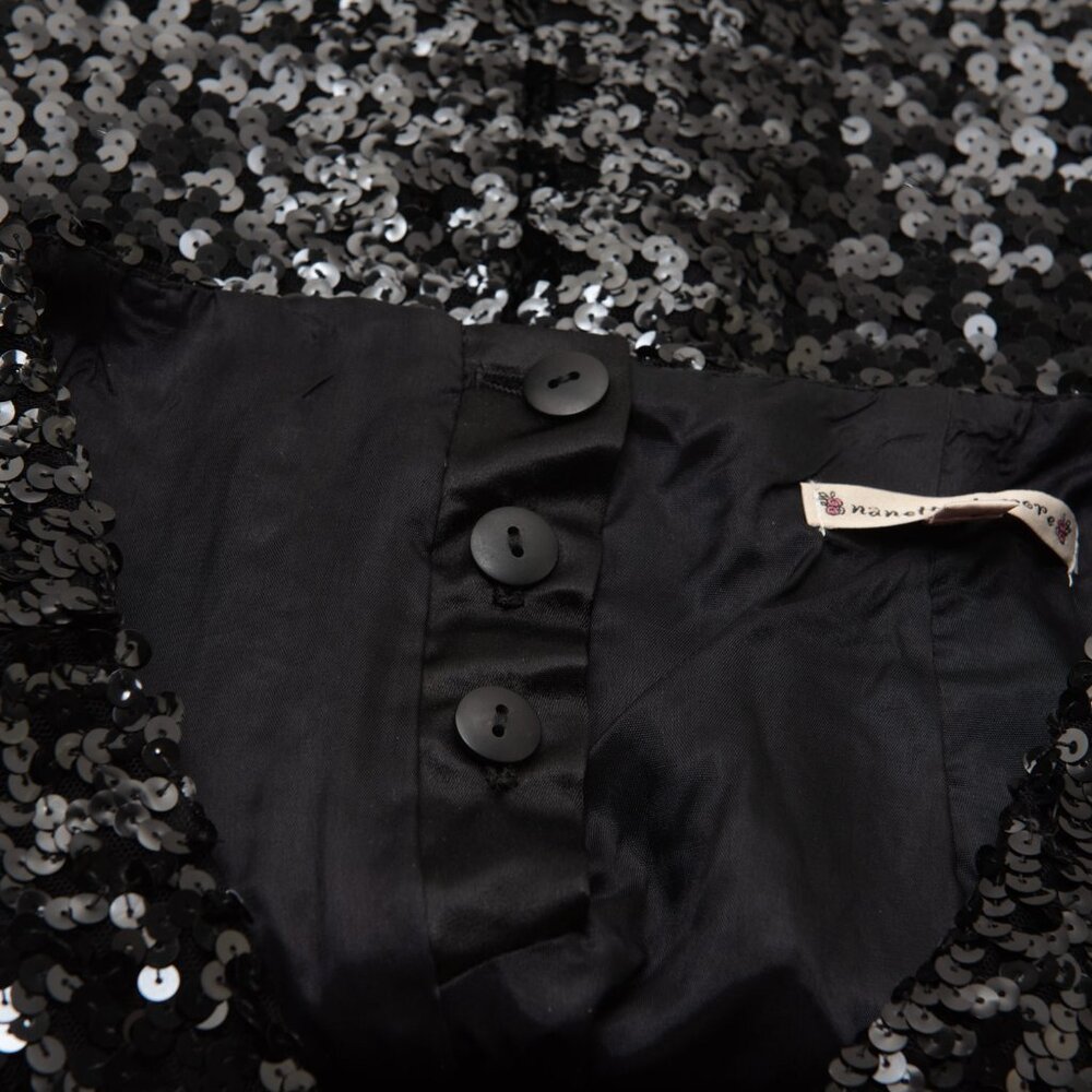Nanette Lepore Sequin Skirt Tulle Hem Mermaid Midi Evening Black Size 6 - Picture 5 of 6